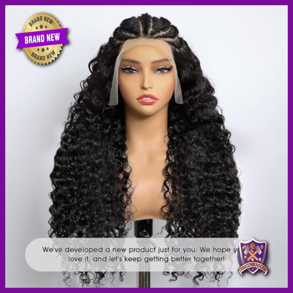 13x6 Full Lace Human Hair Wig Water Wave Pre Braided 20 Inch 210 Density main image 4